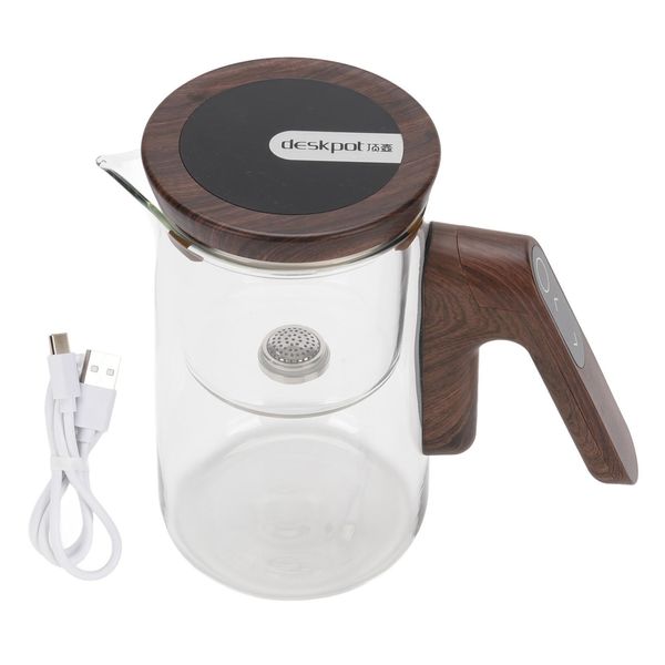 Teiera In Vetro Da 800 Ml Con Separatore D'acqua Magnetico, Colino E Timer Per L'infusione Del Tè-image