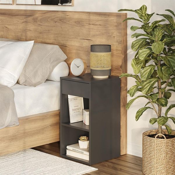 Vicco Comodino Camera Da Letto Dany, 35 X 65 Cm Con 1 Cassetto, Antracite-image