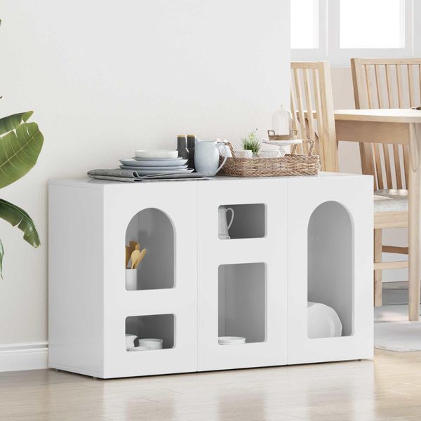 Vidaxl Credenza Bianca Lucida 100 X 35 X 59 Cm Materiale A Base Di Legno-image