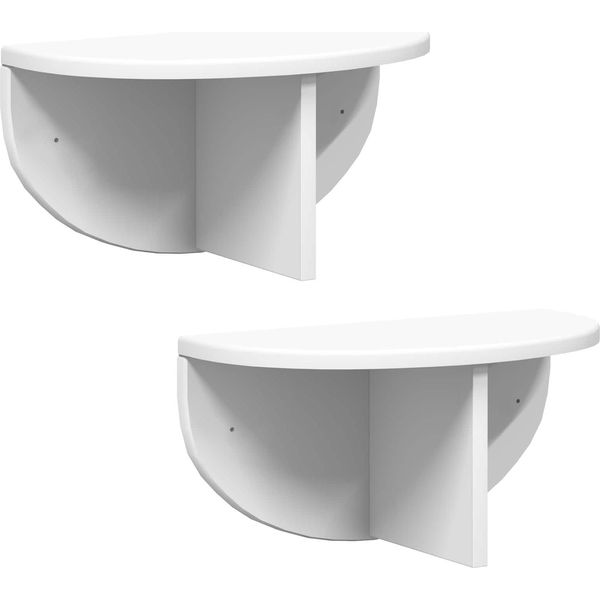 Vidaxl Scaffale A Muro A Parete 2 Pezzi Bianco 38 X 19 X 19 Cm Materiale A Base Di Legno-image