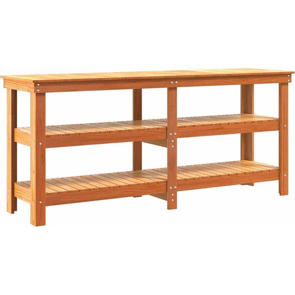 Vidaxl Banco Da Lavoro Marrone Cera 181,5 X 50 X 80 Cm Legno Di Pino Massiccio-image