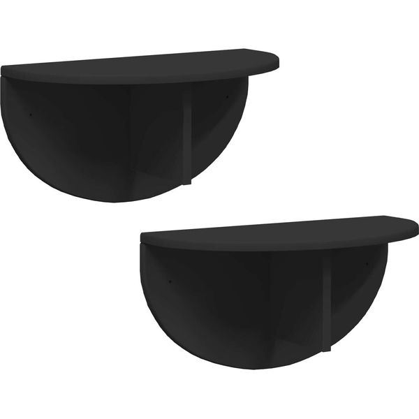 Vidaxl Mensola A Muro 2 Pezzi Nero 38 X 19 X 19 Cm Materiale A Base Di Legno-image