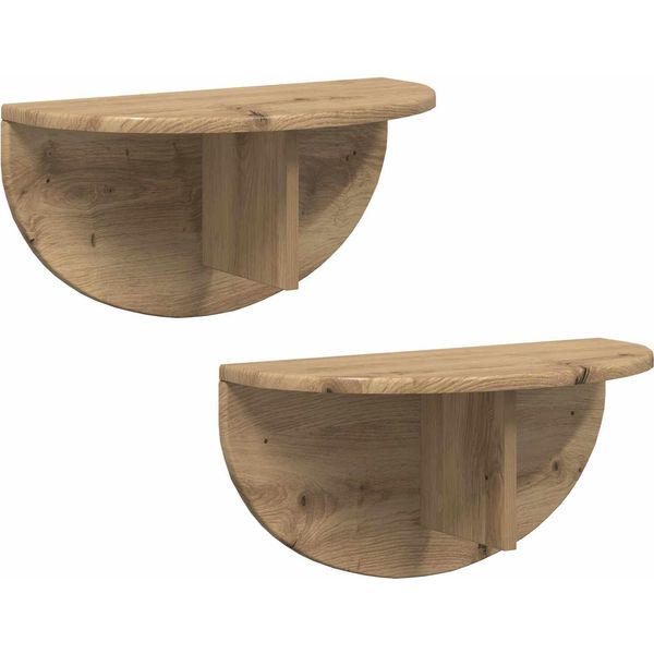 Vidaxl Mensola A Muro 2 Pezzi Rovere Artigianale 38 X 19 X 19 Cm Materiale A Base Di Legno-image