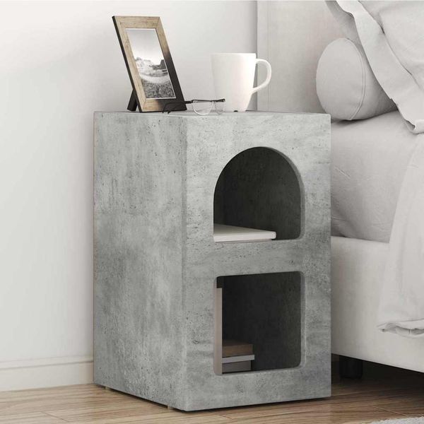 Vidaxl Comodino 2 Pezzi Grigio Cemento 29,5 X 35 X 50 Cm Materiale A Base Di Legno-image