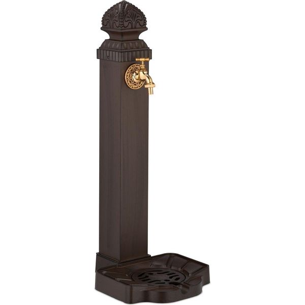 Fontana Antica Da Giardino Con Colonna, Rubinetto E Vasca, 77 Cm-image