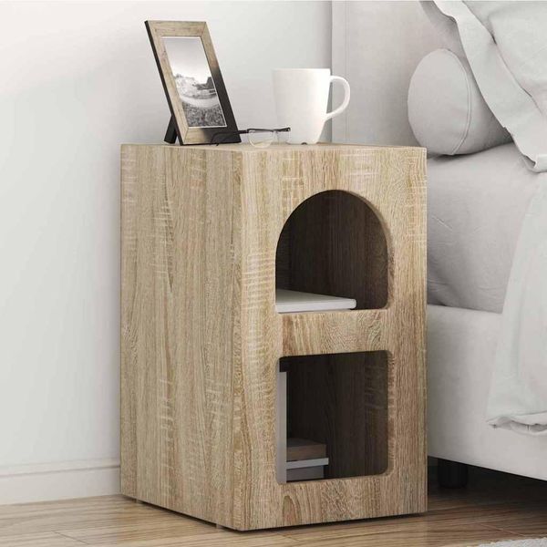 Vidaxl Comodino Rovere Sonoma 29,5 X 35 X 50 Cm Materiale A Base Di Legno-image