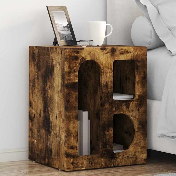 Vidaxl Comodino In Rovere Fumé 40 X 35 X 50 Cm Materiale In Legno-image