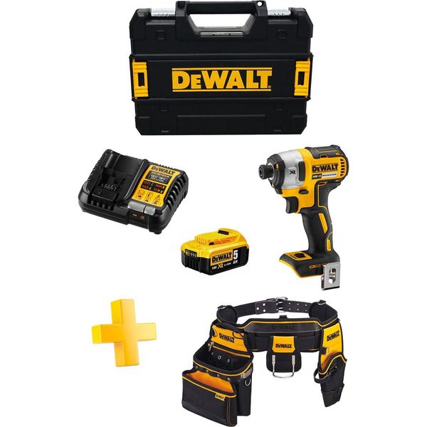 Avvitatore A Impulsi Dewalt DCF887P1T (1 X 5,0 Ah + DCB1104 + Tstak Ii + Cinghia Portautensili DWST1-75552)-image