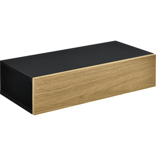 Mensola A Muro 'Antilles' 50X24X12 Cm Con Cassetto Nero/Legno Naturale-image
