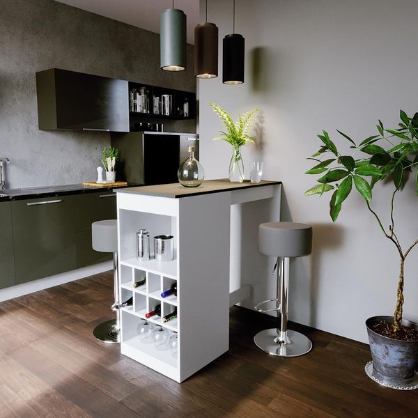 Vicco Tavolo Bar Con Sgabelli Ross, 115 X 50 Cm Con 2 Sgabelli Da Bar, Bianco/Antracite-image