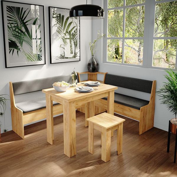 Vicco Gruppo Panca Ad Angolo Roman, 180 X 150 Cm Con Tavolo, Quercia Dorata/Antracite-image
