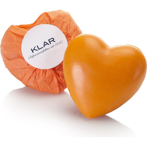 Klar Soaps Heart Soap Orange 65G, Cosmos, Senza Olio Di Palma, Con Olio Di Arancia-image