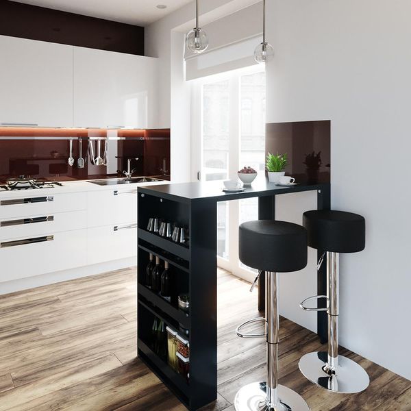 Vicco Tavolo Bar Con Sgabelli , 117 X 57 Cm Con 2 Sgabelli Da Bar, Antracite-image