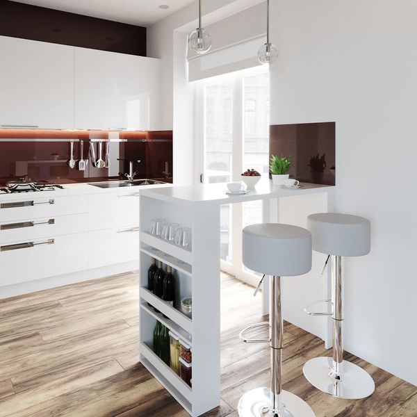 Vicco Tavolo Bar Con Sgabelli , 117 X 57 Cm Con 2 Sgabelli Da Bar, Bianco-image