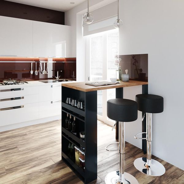Vicco Tavolo Bar Con Sgabelli , 117 X 57 Cm Con 2 Sgabelli Da Bar, Rovere/Antracite-image