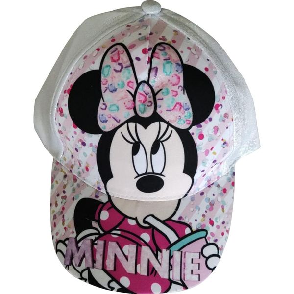 Cappellino Disney Minnie Mouse Cappello Da Sole Con Glitter Per Bambini Bianco, Taglia 52-image