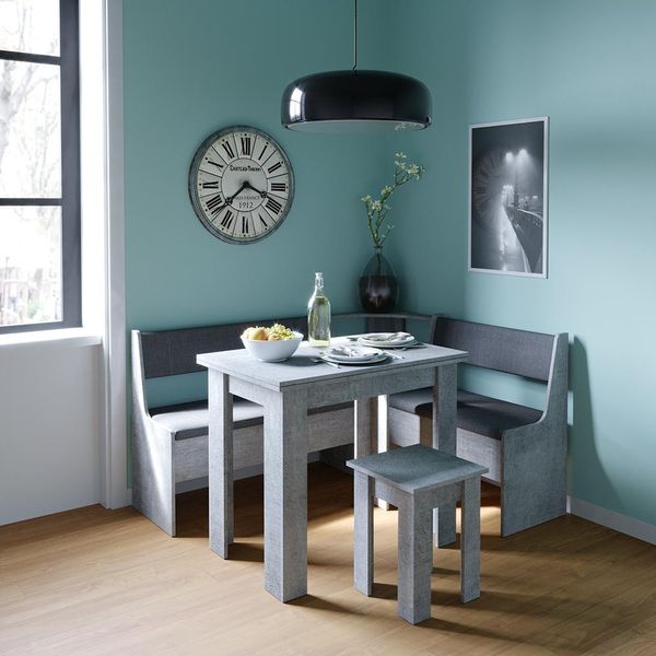 Vicco Gruppo Panca Ad Angolo Roman, 150 X 120 Cm Con Tavolo, Calcestruzzo/Antracite-image