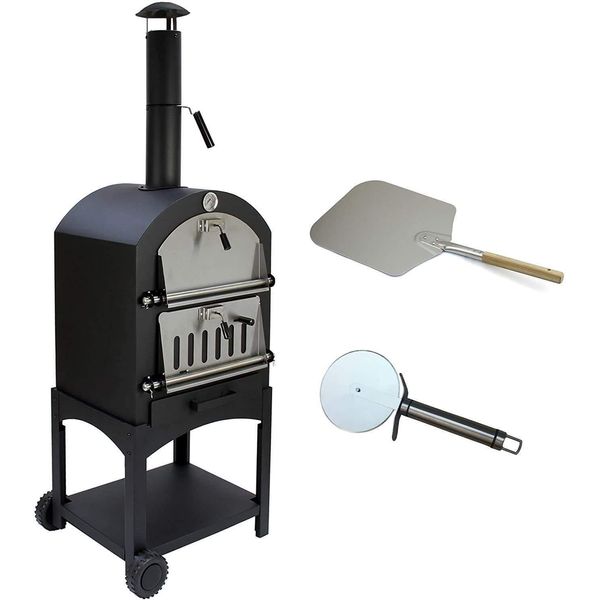 Bc-Elec - HPO01 Forno Per Pizza 157X50X64Cm Forno Per Pizza Con Carbone, Pietra Refrattaria E Termometro-image