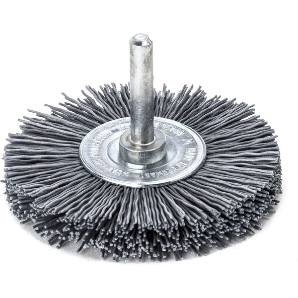 Spazzola Rotonda D.70Mm Albero 6Mm Setole Abrasive Sic K.320 12Mm 15000Min-¹ Lessmann-image