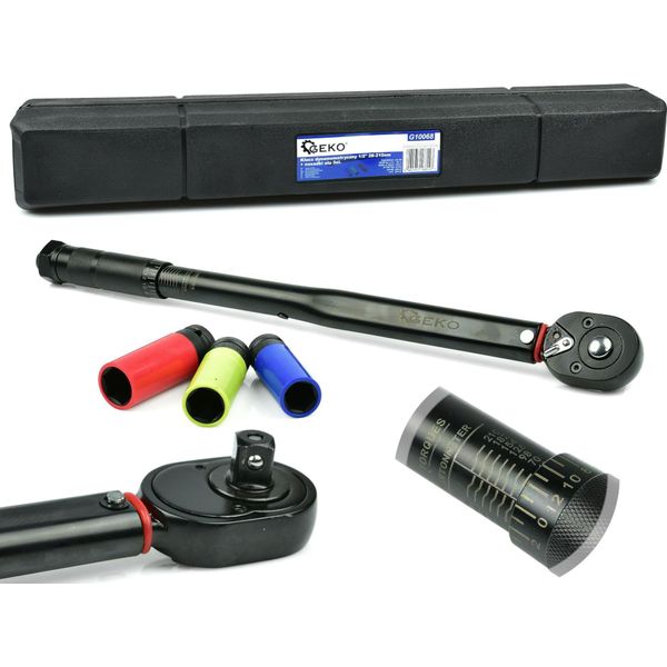 Geko Chiave Dinamometrica 1/2", 28-210Nm Con Bussole 17, 19, 21Mm G10068"-image