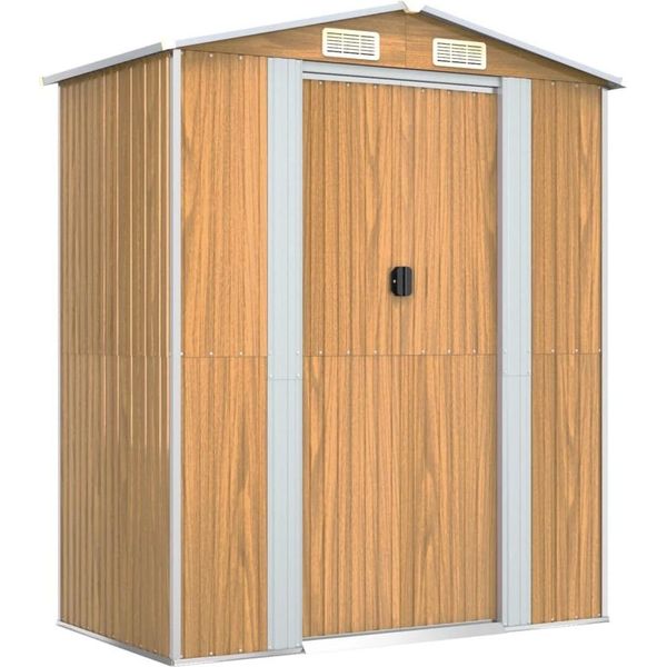 Vidaxl Capanno Per Attrezzi Marrone Chiaro 192X108X223 Cm Acciaio Zincato-image