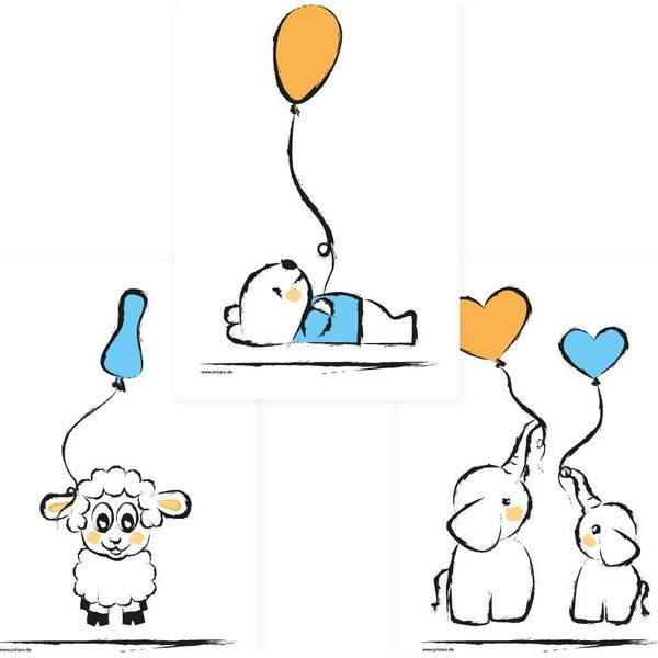 Pricaro Poster "Baby Boy"", A4, Set Di 3"-image