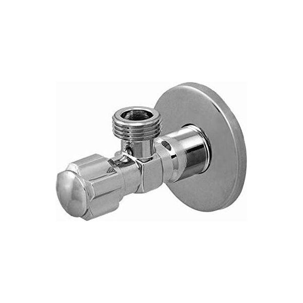Valvola A Squadra 1/2" X 1/2"" (DN15 X DN15) Cromata Con Rosetta Valvola A Squadra DD130"-image