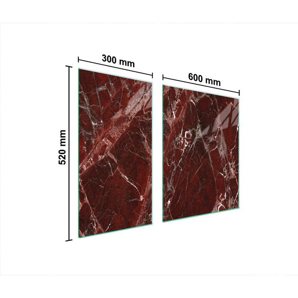 Piastre Copri Fornelli 2 Pezzi 90X52 Copri Piano Cottura In Ceramica Tagliere In Vetro Marmo Rosso-image