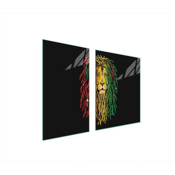 Piastre Copri Fornelli 2 Pezzi 100X52 Copri Piano Cottura In Ceramica Tagliere In Vetro Leone Rasta-image