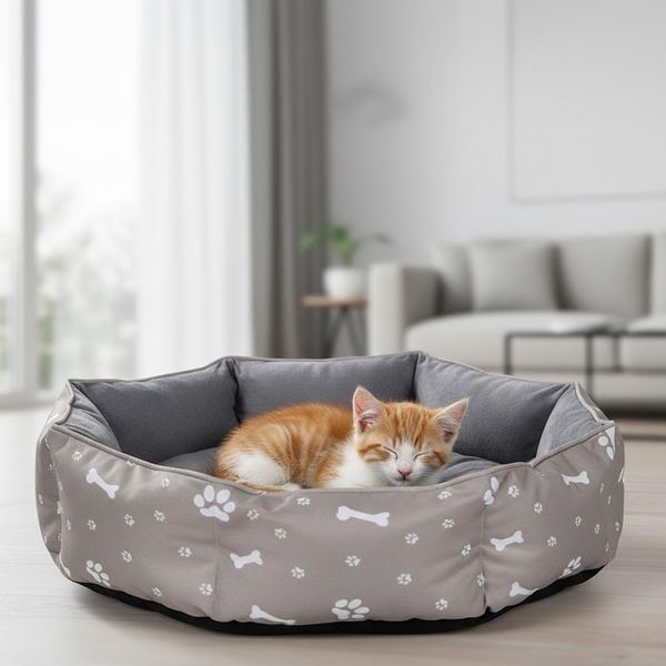 Mucola Letto Per Gatti Letto Per Cani Divano Rotondo Ø60Cm Cuscino Per Cani Cuscino Reversibile Letto Per Animali Domestici Divano Per Gatti Posto Letto Per Animali Domestici - Grigio-image