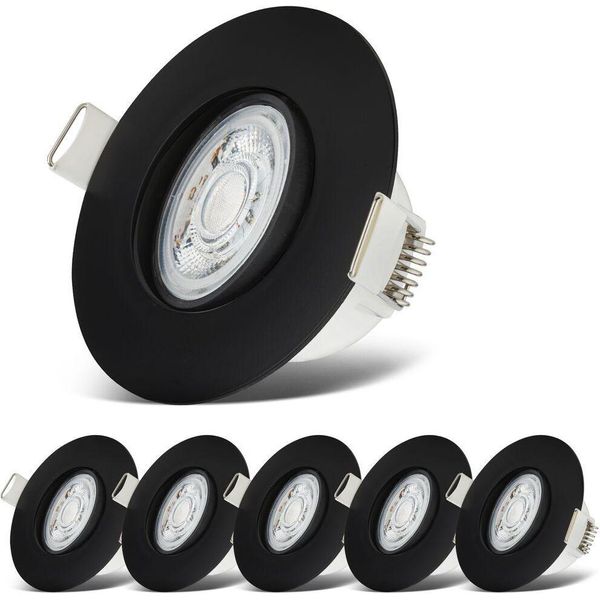 B.K.Licht - Set Di 6 Faretti Led Da Incasso 230V, Faretti Led Orientabili Per Il Bagno IP65, Faretti Led Da Soffitto, Faretti Led, Faretti Da Soffitto, Lampada Da Bagno, 9 X 4,2 Cm (Dxh), Nero-image