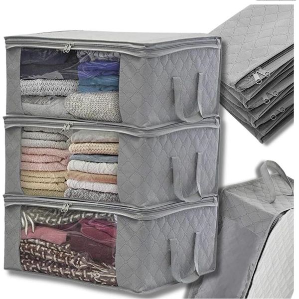 Set Di 3 Borse Organizer Per Biancheria Da Letto, Vestiti E Coperte-image