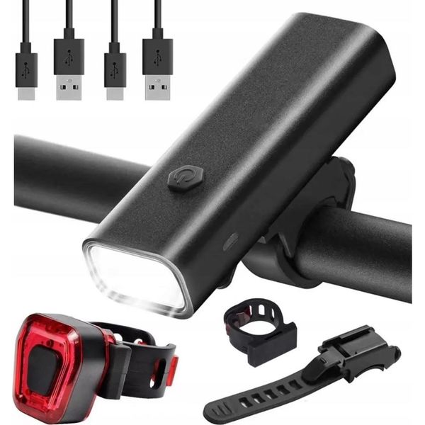Luce Per Bicicletta A Led Anteriore Posteriore Set Di Luci Per Bicicletta Usb Impermeabile-image