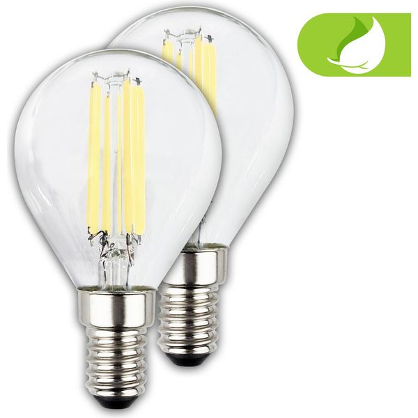 2 Lampadine Led E14 Eek A 4W A Goccia Bianco Caldo 2700K Classe Di Efficienza A-image