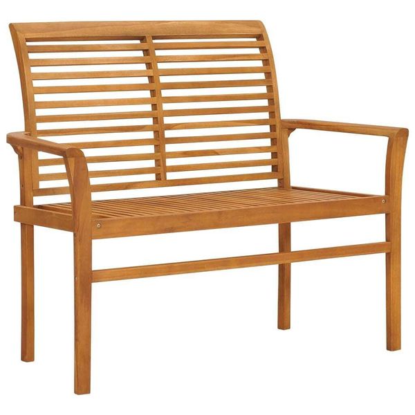 Syfax™ Panca Da Giardino Con Cuscino Grigio 112 Cm In Legno Di Teak-image
