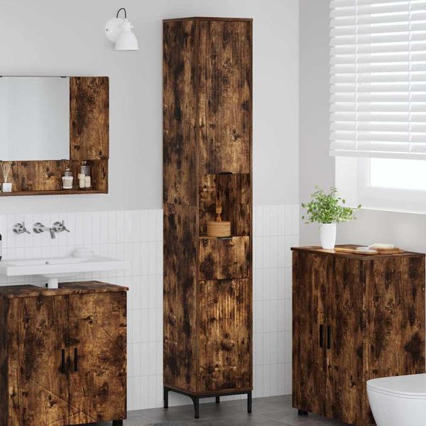 Syfax™ Mobile Da Bagno Con Cassetto Rovere Fumé 31,5 X 33 X 190 Cm-image