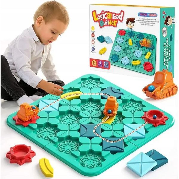 Gioco Di Logica Da Tavolo Puzzle Labirinto Costruire Una Strada Per Un Regalo Blocchi-image