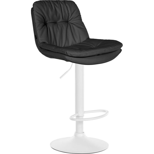 Sgabello Da Bar Kunstleer - Sgabello - Elevato Comfort Di Seduta - Facile Da Pulire - Moderno E Regolabile | Colore: Nero | Materiale Base: Metallo Bianco Opaco-image