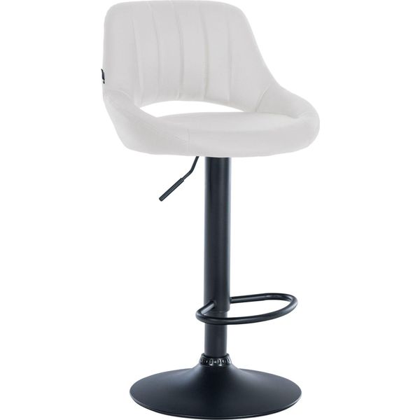 Sgabello Regolabile In Pelle Finta - Sgabello - Girevole A 360°, Facile Da Pulire Colore: Bianco | Colore Base: Nero-image