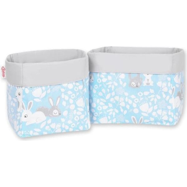 Set Di Due Cestini Portaoggetti - Nastro - Cotone Lavabile, Ideale Per La Cameretta Del Bambino-image