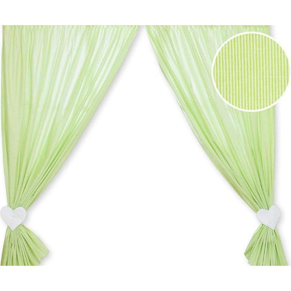 Set Di 2 Tende Per Il Bagno - Tende Per Bambini - Cotone Lavabile - Strisce Verdi-image