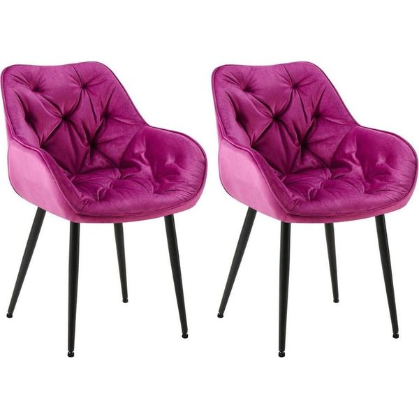 Set Di 2 Sedie Da Pranzo In Velluto - Set Di Sedie - Design Moderno E Comfort | Colore: Viola-image