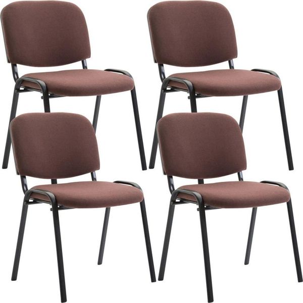 Set Di 4 Sedie Per Visitatori - Sedie Da Conferenza - Comfort E Risparmio Di Spazio Colore: Marrone-image