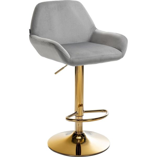 Sgabello Da Bar In Velluto - Sgabello - Elevato Comfort Di Seduta, Regolabile E Girevole | Colore: Grigio-image