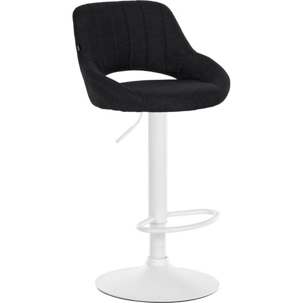 Sgabello Moderno - Sgabello - Altezza Regolabile, Girevole A 360° E Rivestimento In Tessuto | Colore: Nero | Colore Base: Bianco-image