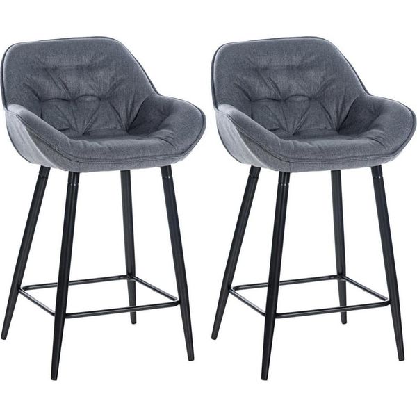 Set Di 2 Sgabelli Da Bar - Sgabello - Elevato Comfort Di Seduta Con Rivestimento In Velluto | Colore: Grigio | Materiale: Polvere-image