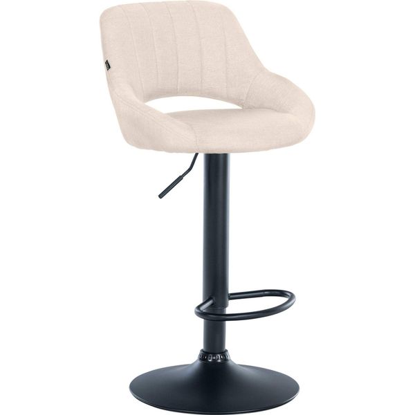 Sgabello Moderno - Sgabello - Altezza Regolabile, Girevole A 360° E Rivestimento In Tessuto | Colore: Crema | Colore Base: Nero-image