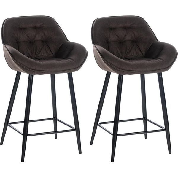 Set Di 2 Sgabelli Da Bar - Sgabello - Elevato Comfort Di Seduta Con Rivestimento In Velluto | Colore: Marrone | Materiale: Polvere-image