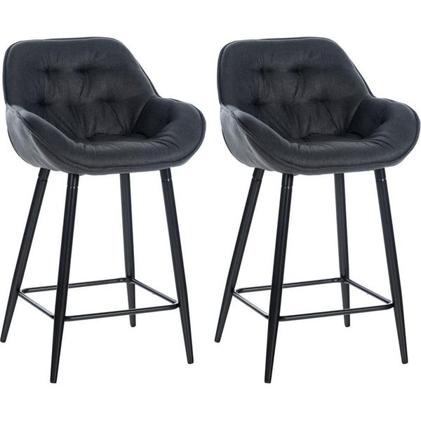 Set Di 2 Sgabelli Da Bar - Sgabello - Elevato Comfort Di Seduta Con Rivestimento In Velluto | Colore: Grigio Scuro, Materiale: Polvere-image