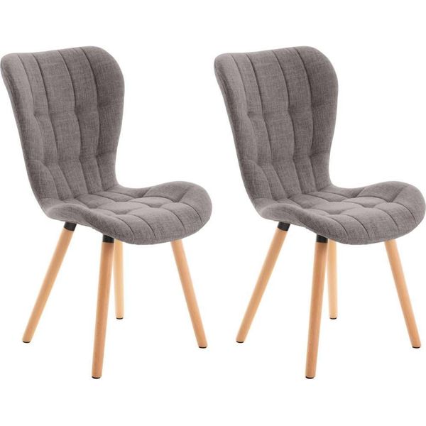 Set Di 2 Sedie Da Pranzo, Sedie Da Pranzo, Imbottitura Confortevole, Laccatura Moderna, Colore: Grigio Chiaro, Materiale: Polvere-image